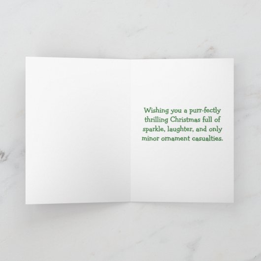 Jingle Claws Christmas Card Fun Cat Design Kaart (Binnen)