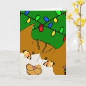Jingle Claws Christmas Card Fun Cat Design Kaart (Gele Bloem)