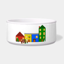 Jingle Claws Christmas Train Town Ceramic Pet Bowl