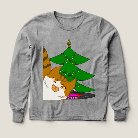 Jingle Claws & Christmas Tree Kids Long Sleeve T (Voorkant)