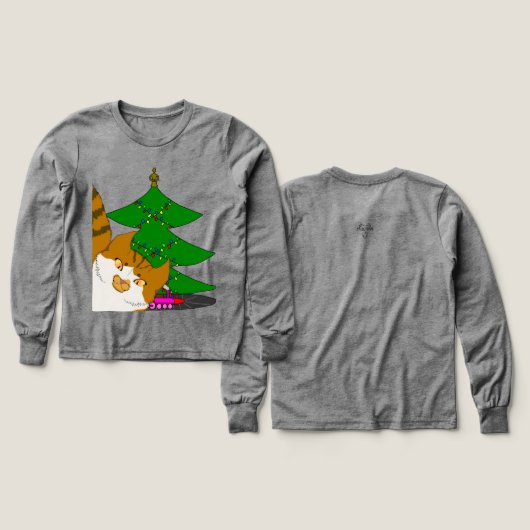 Jingle Claws & Christmas Tree Kids Long Sleeve T (Voorkant /achterkant)