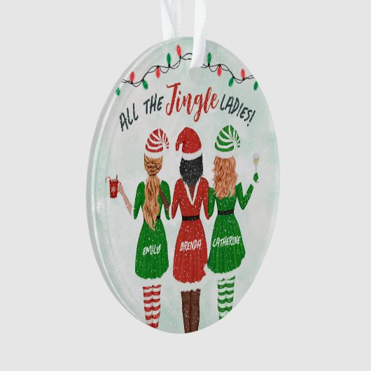Jingle Dames Sisters Friends Kerstmis Ornament (voorkant)