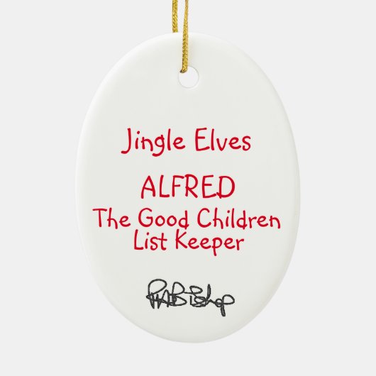 Jingle Elves "Alfred" Keramisch Ornament (Achterkant)