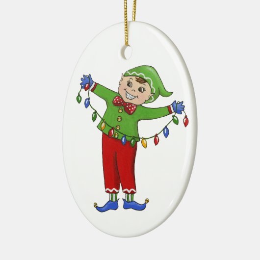 Jingle Elves "Cheery" Keramisch Ornament (Links)