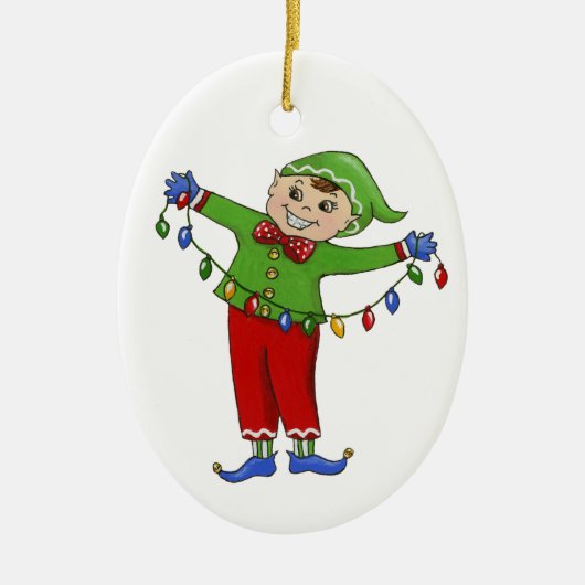 Jingle Elves "Cheery" Keramisch Ornament (Voorkant)