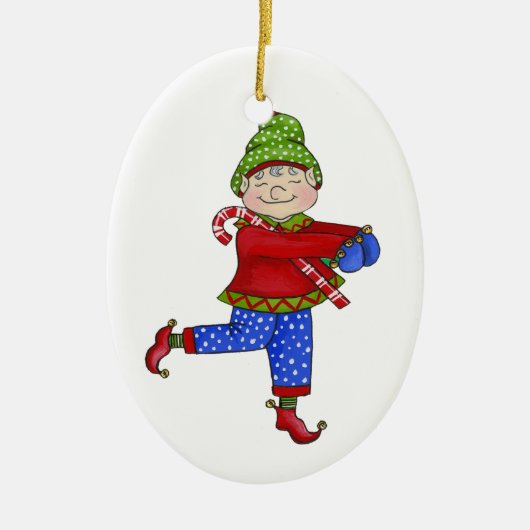 Jingle Elves "Fred" Keramisch Ornament (Voorkant)