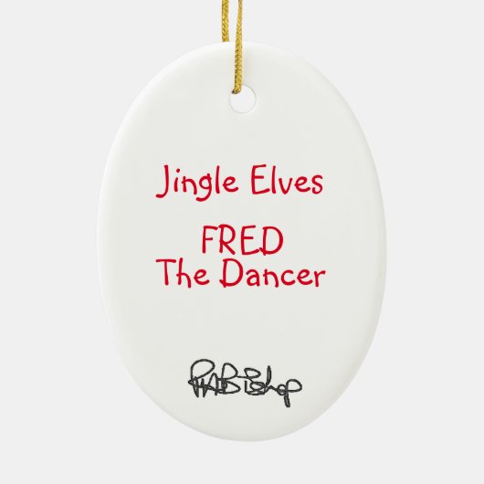 Jingle Elves "Fred" Keramisch Ornament (Achterkant)