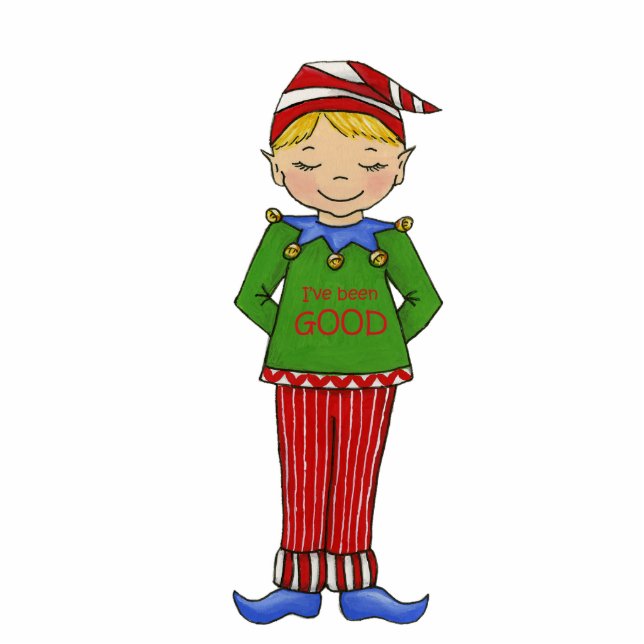 Jingle Elves, "Goody" 5X7 3D-sculptuur Staand Fotobeeldje (Voorkant)