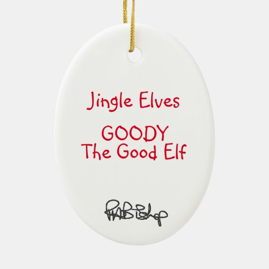 Jingle Elves "Goody" Keramisch Ornament (Achterkant)