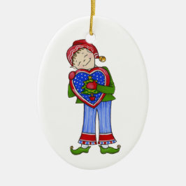 Jingle Elves "LoveyDovey" Keramisch Ornament