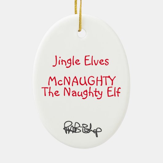 Jingle Elves "McNaughty" Keramisch Ornament (Achterkant)
