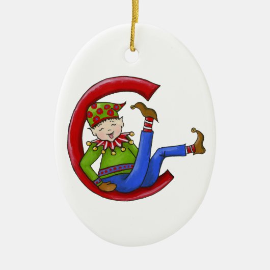 Jingle Elves "Sam" Keramisch Ornament (Voorkant)