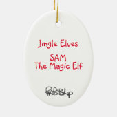Jingle Elves "Sam" Keramisch Ornament (Achterkant)