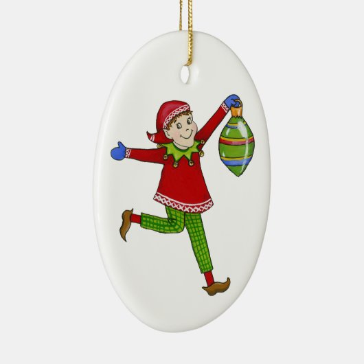 Jingle Elves "Skippy" Keramisch Ornament (Rechts)