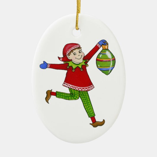 Jingle Elves "Skippy" Keramisch Ornament (Voorkant)