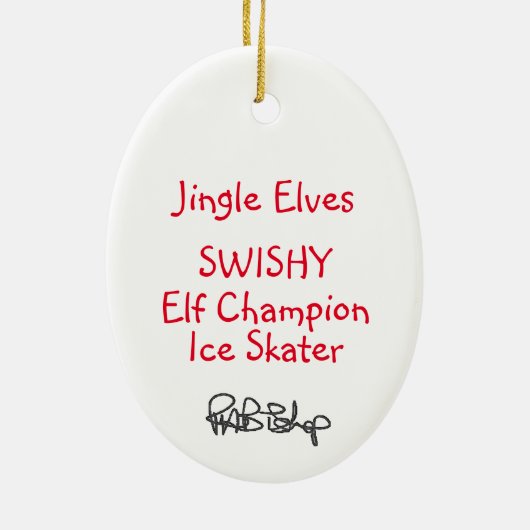 Jingle Elves, "Swish" Keramisch Ornament (Achterkant)