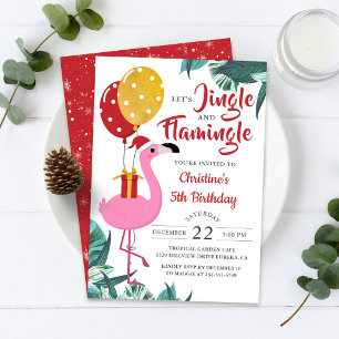 Jingle en Flamingo Tropical Kerstmis Kaart