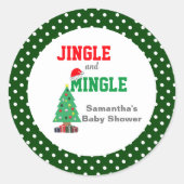 Jingle en Mingle Baby shower Ronde Sticker (Voorkant)