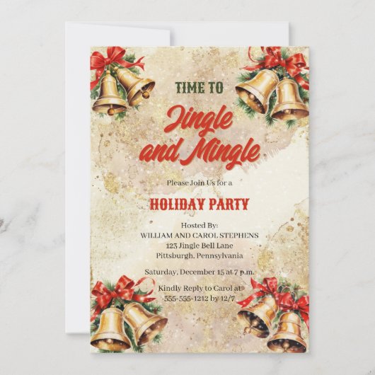  Jingle en Mingle Bells kerstfeest Kaart (Voorkant)