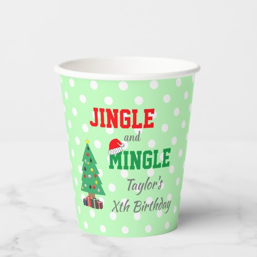 Jingle en Mingle Birthday Papieren Bekers (Voorkant)