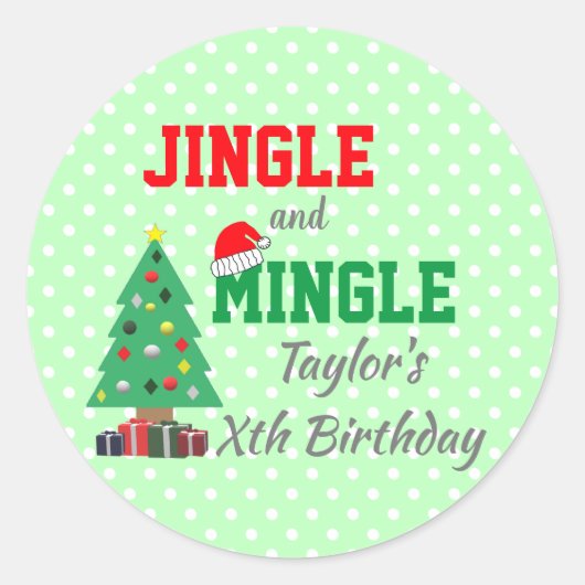 Jingle en Mingle Birthday Ronde Sticker (Voorkant)