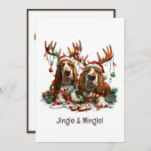 Jingle en Mingle Christmas Basset Hound Honden Kaart (Voorkant / Achterkant)