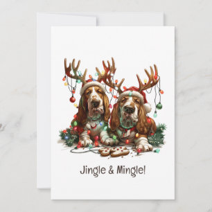 Jingle en Mingle Christmas Basset Hound Honden Kaart