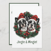 Jingle en Mingle Christmas Boston Terrier Honden Kaart (Voorkant / Achterkant)