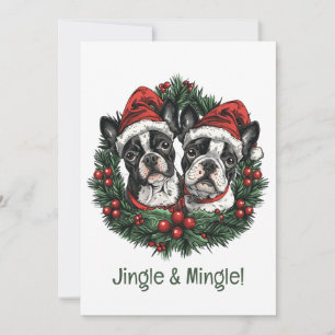 Jingle en Mingle Christmas Boston Terrier Honden Kaart