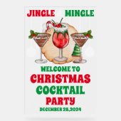Jingle en Mingle Christmas Cocktail Party Frosted Acryl Bord (Voorkant)