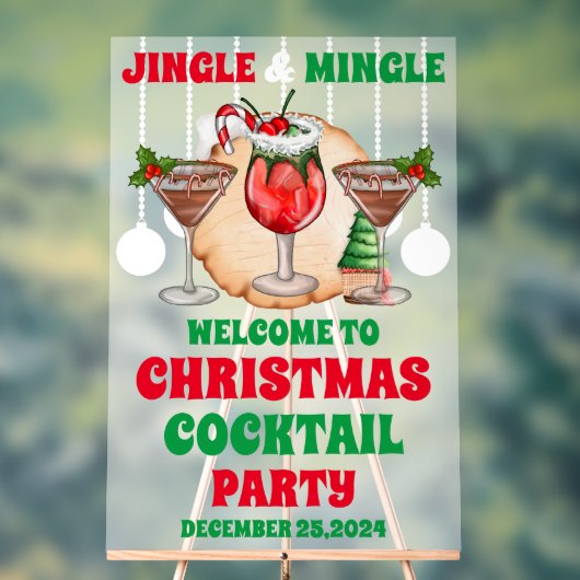 Jingle en Mingle Christmas Cocktail Party Frosted Acryl Bord (Neutraal)