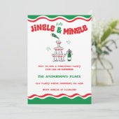 Jingle en Mingle Christmas Cocktail Script Party Kaart (Staand voorkant)