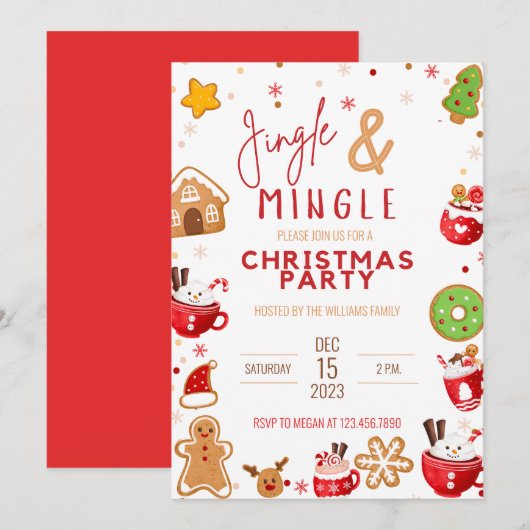 Jingle en Mingle Christmas Cookie Party Kaart (Voorkant / Achterkant)
