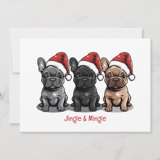 Jingle en Mingle Christmas Franse Bulldog Kaart (Voorkant)