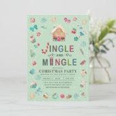 Jingle en Mingle Christmas Gingerbread Party Kaart (Staand voorkant)