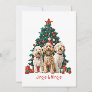 Jingle en Mingle Christmas Goldendoodle Honden Kaart