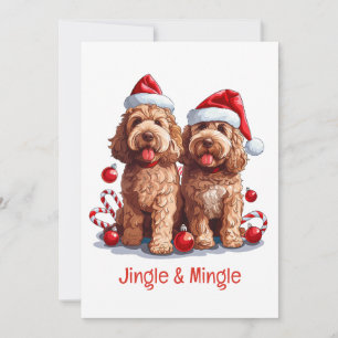 Jingle en Mingle Christmas Goldendoodle Honden Kaart