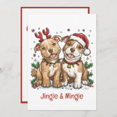Jingle en Mingle Christmas Pit Bull Dogs Kaart (Voorkant / Achterkant)