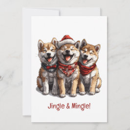 Jingle en Mingle Christmas Shiba Inu Santa Dogs Kaart