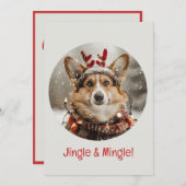 Jingle en Mingle Christmas Welsh Corgi Dog Kaart (Voorkant / Achterkant)