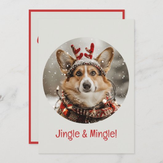 Jingle en Mingle Christmas Welsh Corgi Dog Kaart (Voorkant / Achterkant)