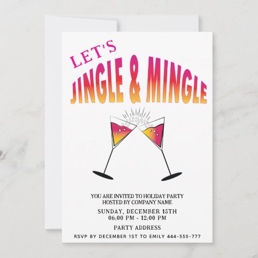 Jingle en Mingle cocktail Vakantie Kaart (Voorkant)