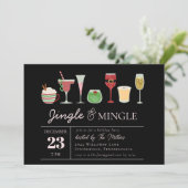 Jingle en Mingle Cocktails met kerstfeest Kaart (Staand voorkant)
