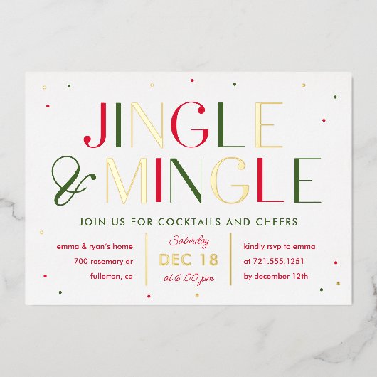 Jingle en Mingle Folie - Uitnodiging voor kerstfee (Voorkant)