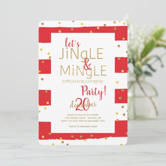 Jingle en Mingle Gold Confetti Kaart (Staand voorkant)