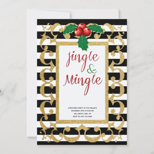 Jingle en Mingle goud glitter vakantie feest Kaart (Voorkant)