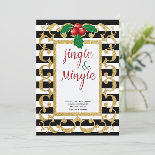 Jingle en Mingle goud glitter vakantie feest Kaart (Staand voorkant)