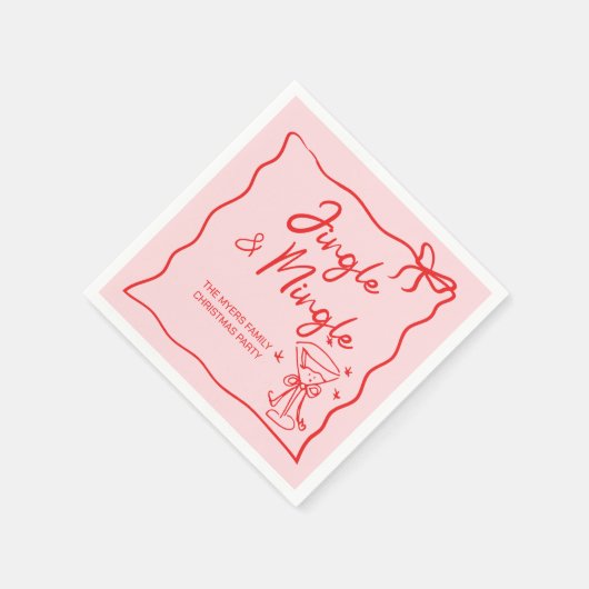 Jingle en Mingle Hand getekend kerstfeest Servet (Hoek)