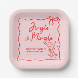 Jingle en Mingle Hand getekende Kerstfeest Papieren Bordje