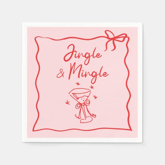 Jingle en Mingle Handgetekend Kerstfeest Servet (Voorkant)